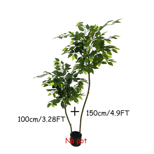 6.5FT Large Artificial Ficus Tree Branch Fake Green Plants Palm Leafs