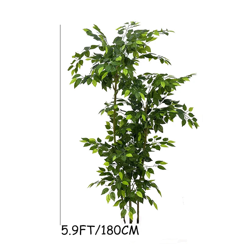 6.5FT Large Artificial Ficus Tree Branch Fake Green Plants Palm Leafs